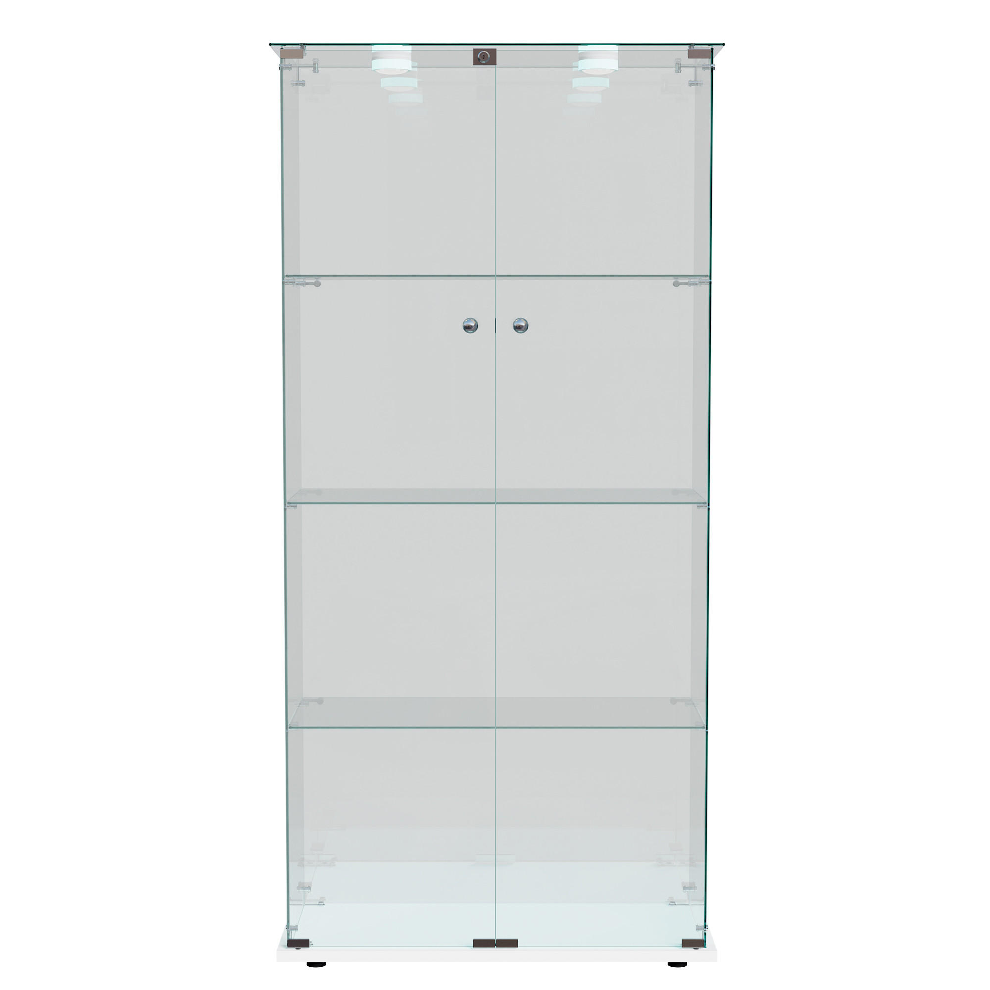VITRINENSCHRANK mit 2 Glastüren und LED-Beleuchtung, Glasvitrine 78x35x155 cm Weiß - Weiß, Glas/Holz (35/155/78.5cm) - PARAFTA HOME