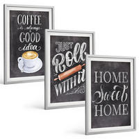 BILDER SET 3er Set - 40x60 cm Silberner Rahmen - Kaffeeroller, heimelige Wärme - Silberfarben, Kunststoff (40/60cm) - TULUP