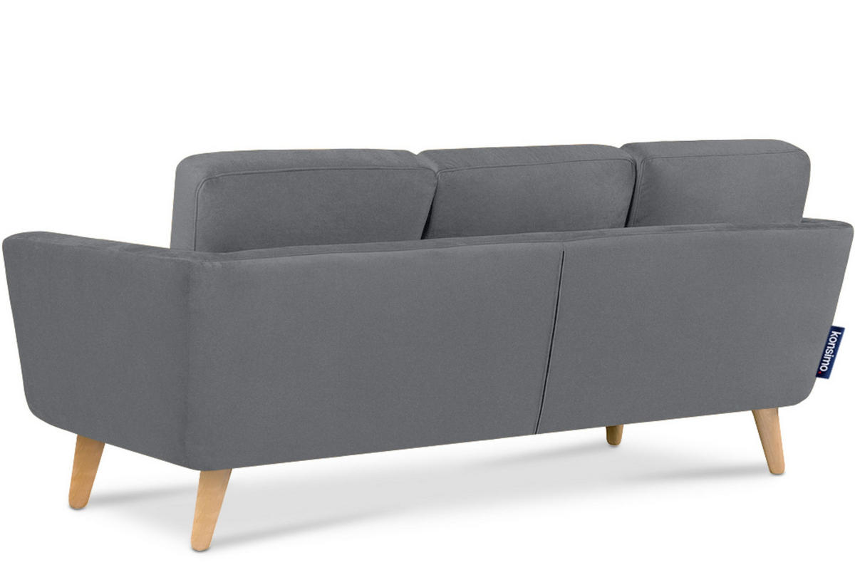 3-SITZER-ECKSOFA-LINKS TAGIO mit Ottomane , grau - Braun/Grau, Buchenholz/Textil (190/151cm) - KONSIMO®
