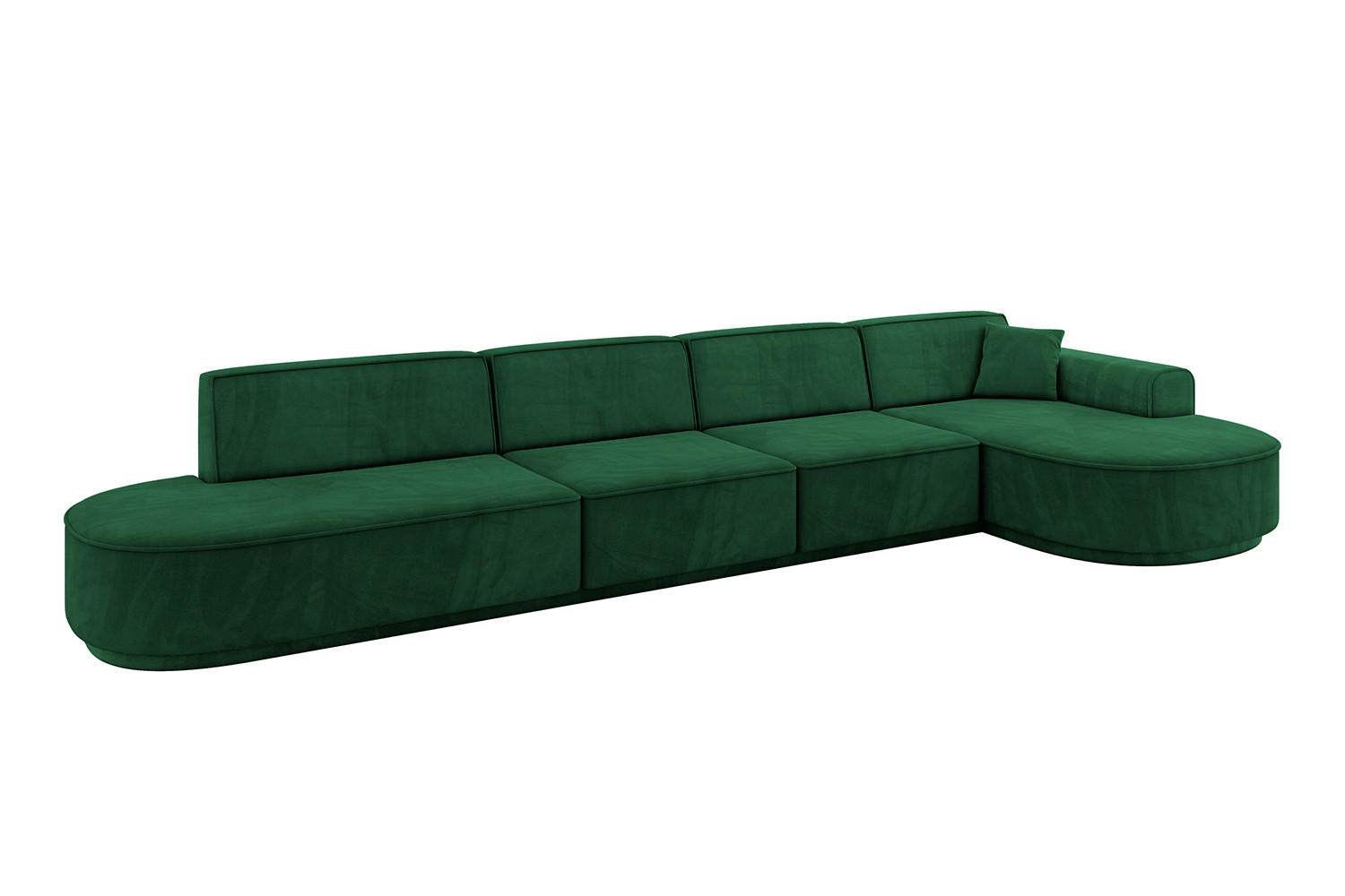 ECKSOFA Ottomane Rechts MARI-L3-v3 - 413x171x83 cm Dunkelgrün Velours - Dunkelgrün/Schwarz, Holzwerkstoff/Kunststoff (171/413cm) - ALTDECOR