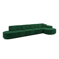 ECKSOFA Ottomane Rechts MARI-L3-v3 - 413x171x83 cm Dunkelgrün Velours - Dunkelgrün/Schwarz, Holzwerkstoff/Kunststoff (171/413cm) - ALTDECOR