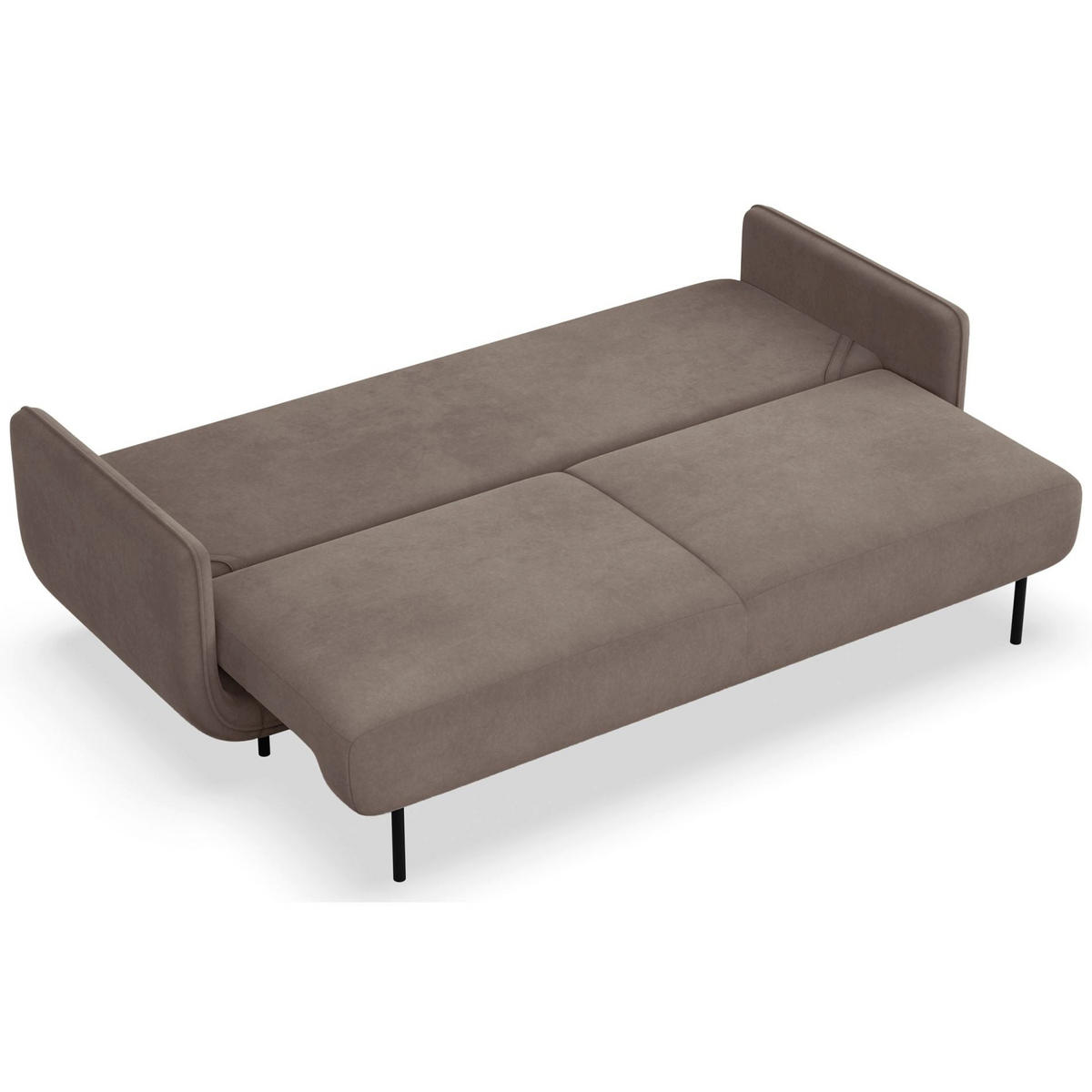 SCHLAFSOFA Ovals Hellbraun - Hellbraun/Schwarz, Textil/Metall (236/95/96cm) - Selsey
