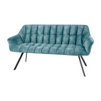 SITZBANK PAPILLON Samt Metall Petrol 165 cm - Blau/Schwarz, Textil/Metall (165/85/65cm) - riess-ambiente