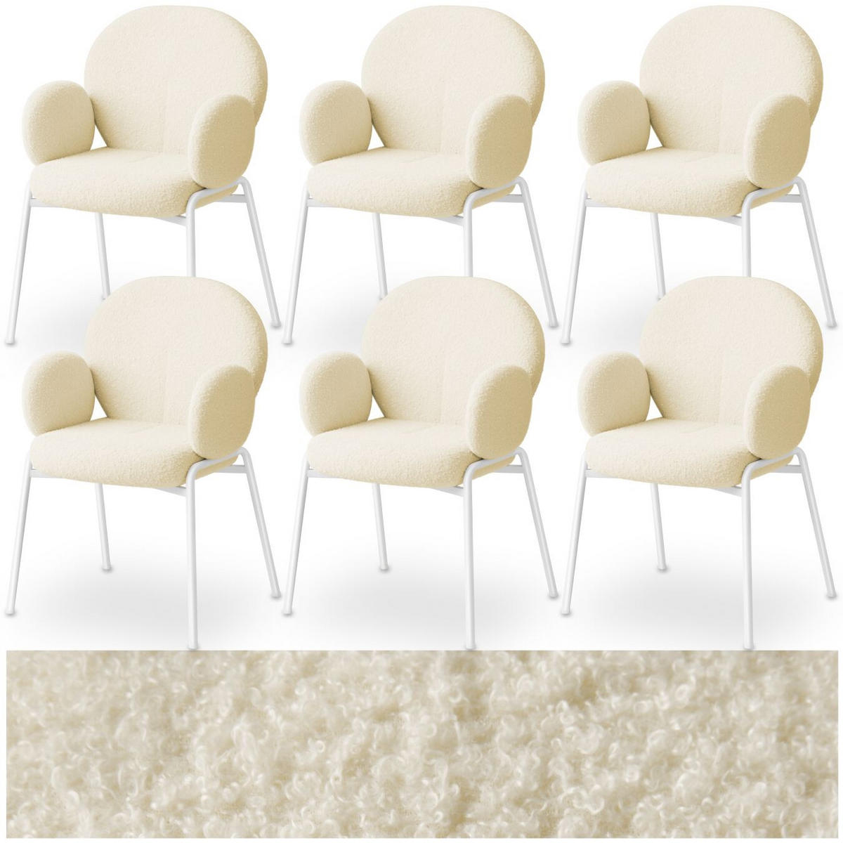 STUHL 6er Set Scandi Belastbarkeit 120 kg 61 5 x 62 x 90 - Creme, Kunststoff (62/90/61.5cm) - tectake