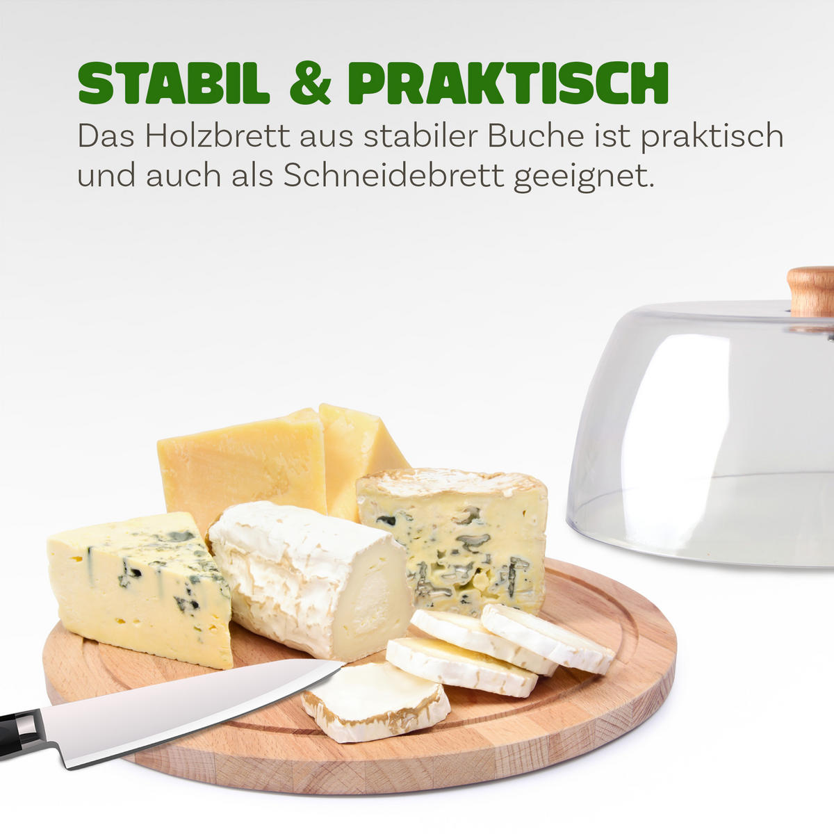 KÄSEPLATTE Servier-und Kuchenplatte ⌀ 24cm - Transparent, Kunststoff (24/12/24cm) - Bestlivings