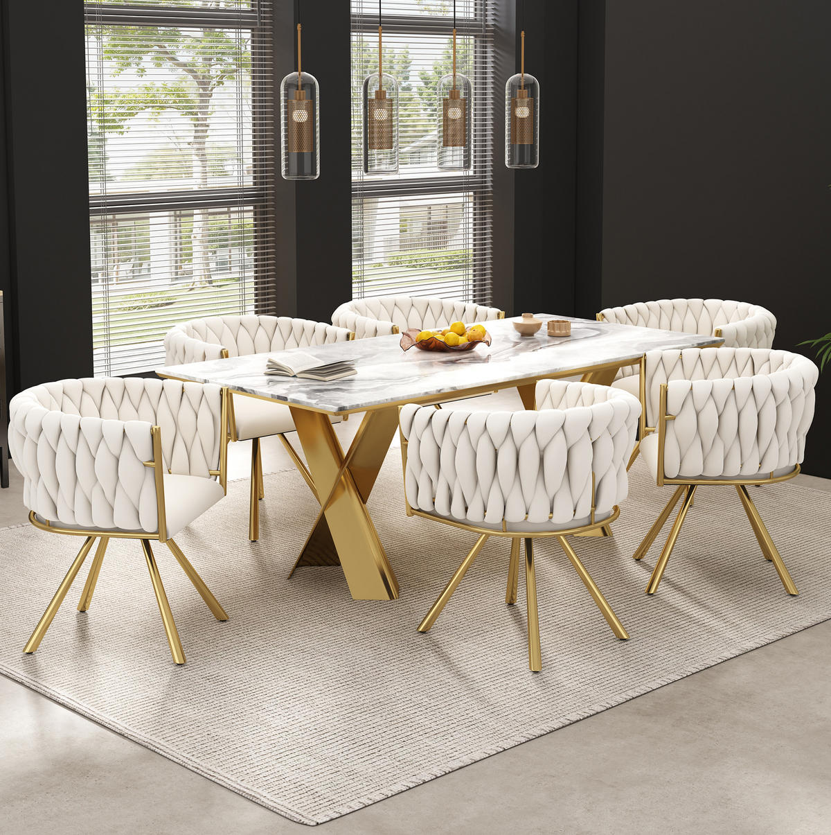 ESSZIMMERSTUHL drehbar 2er-Set Samt Beige Gold - Beige, Metall (54/72/59cm) - Meubliv