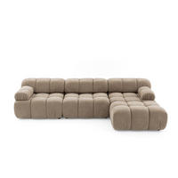 MODULARES Ecksofa MOMENTUM L, Rechts, Breite 282 cm, strukturierter Stoff, Beige - Chromfarben/Beige, Holz/Textil (155/282cm) - Muffo