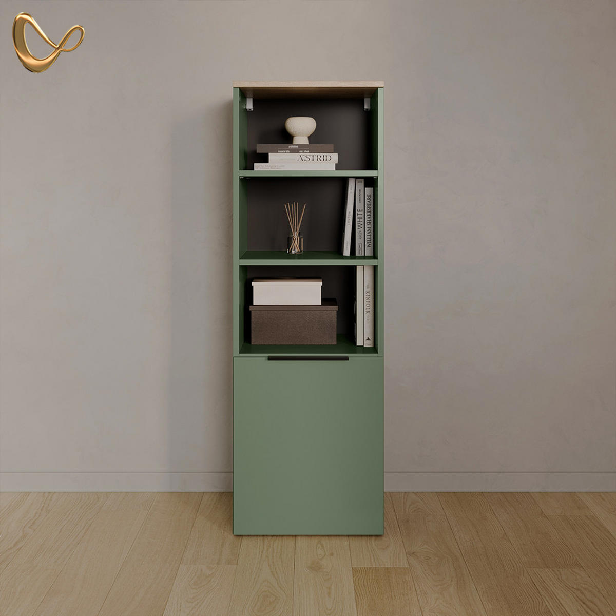 UNIVERSALSCHRANK Piave Grün mit einer Tür - Grün, Holzwerkstoff (40.2/120/40cm) - Livinity®