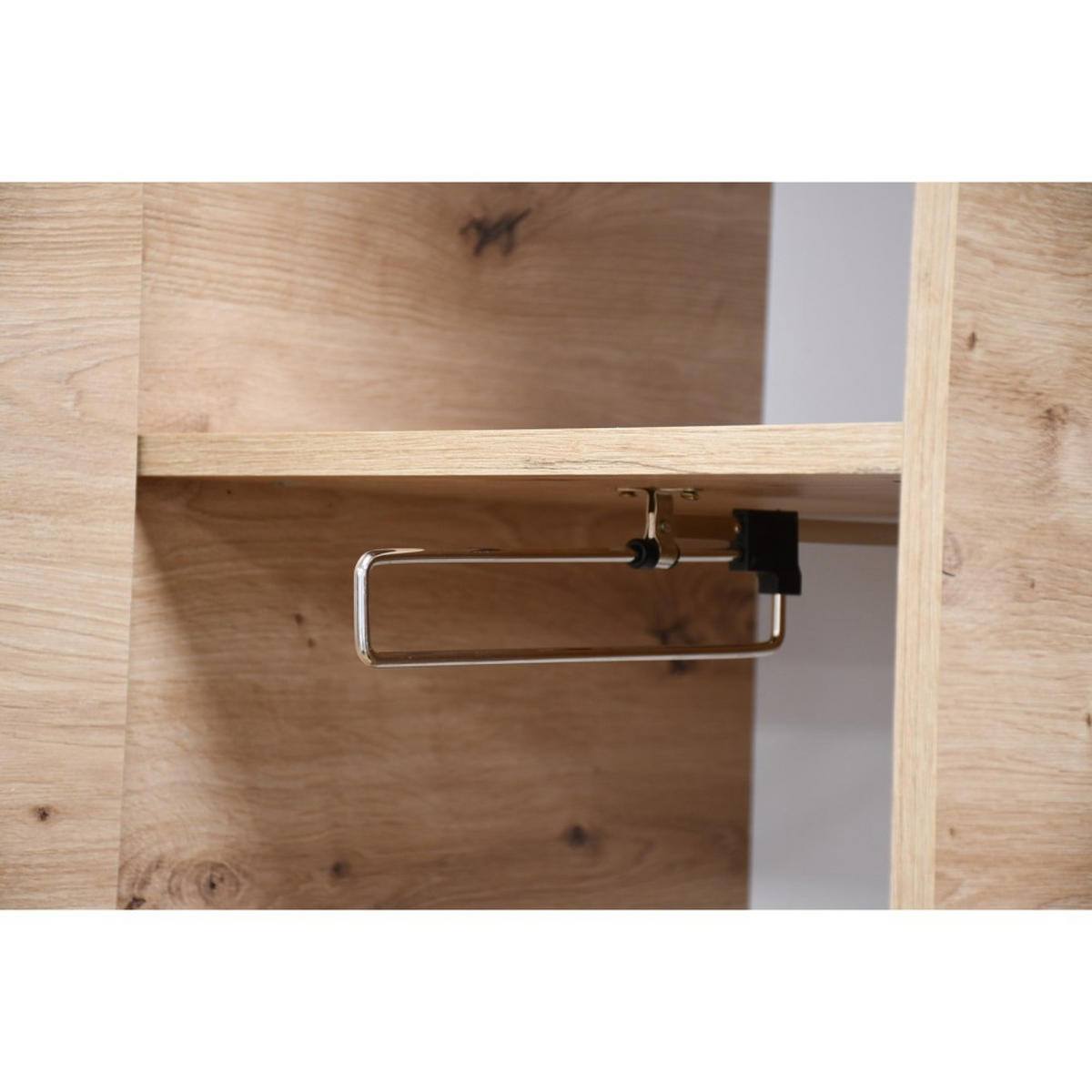 GARDEROBENSCHRANK Livia mit Aufhängern und Spiegel, Weiß, links - Schwarz/Weiß, Holzwerkstoff (137/207/42cm) - Beautysofa