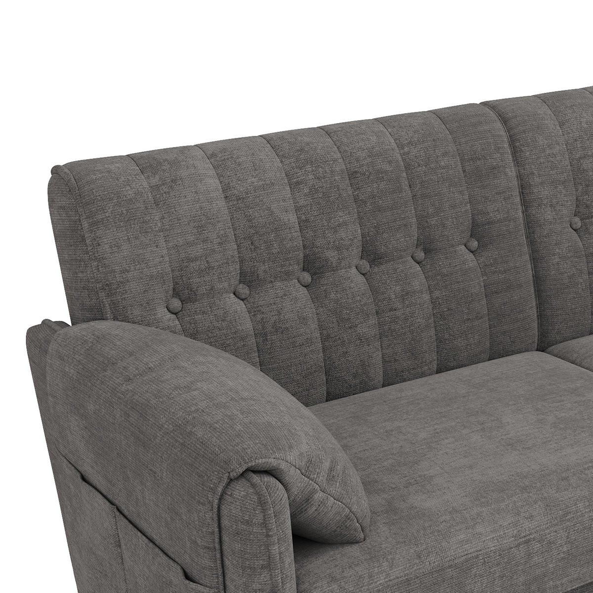 2-SITZER-SOFA Chenille mit Massivholzbeinen, DE-42464, Hellgrau - Hellgrau, Holzwerkstoff (161.5/83.5/79cm) - ComfortXL
