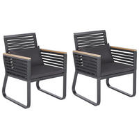 GARTENSTUHL 2er-Set Aluminium schwarz Canetto - Schwarz, Metall (60/83/65cm) - Beliani