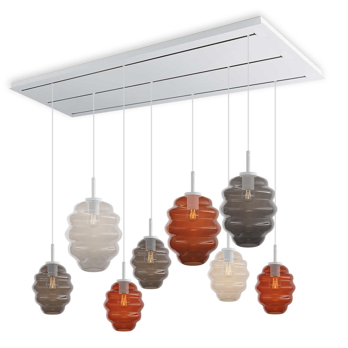 HÄNGELEUCHTE Echos 8-flammig Mehrfarbig Ø 18/25cm - Multicolor/Weiß, Glas (18/18/20cm) - s.luce