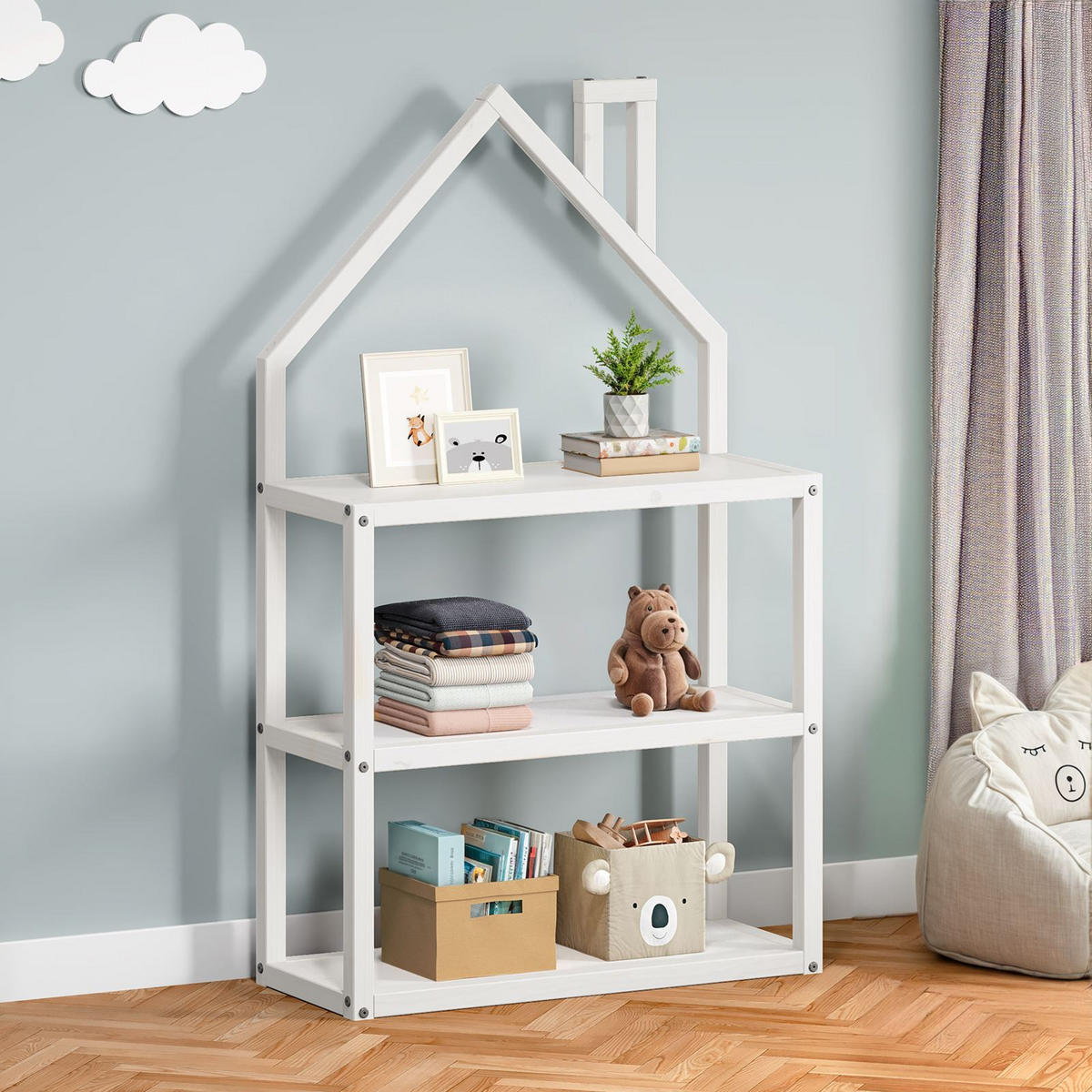 REGAL LENISE weiß - Weiß, Holz (83/140/24cm) - IDIMEX