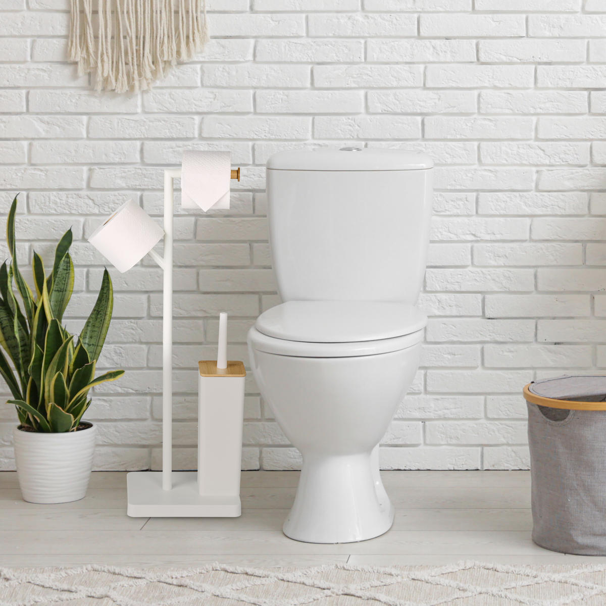 WC-GARNITUR - Weiß, Holz/Kunststoff (23/71/18cm) - Relaxdays