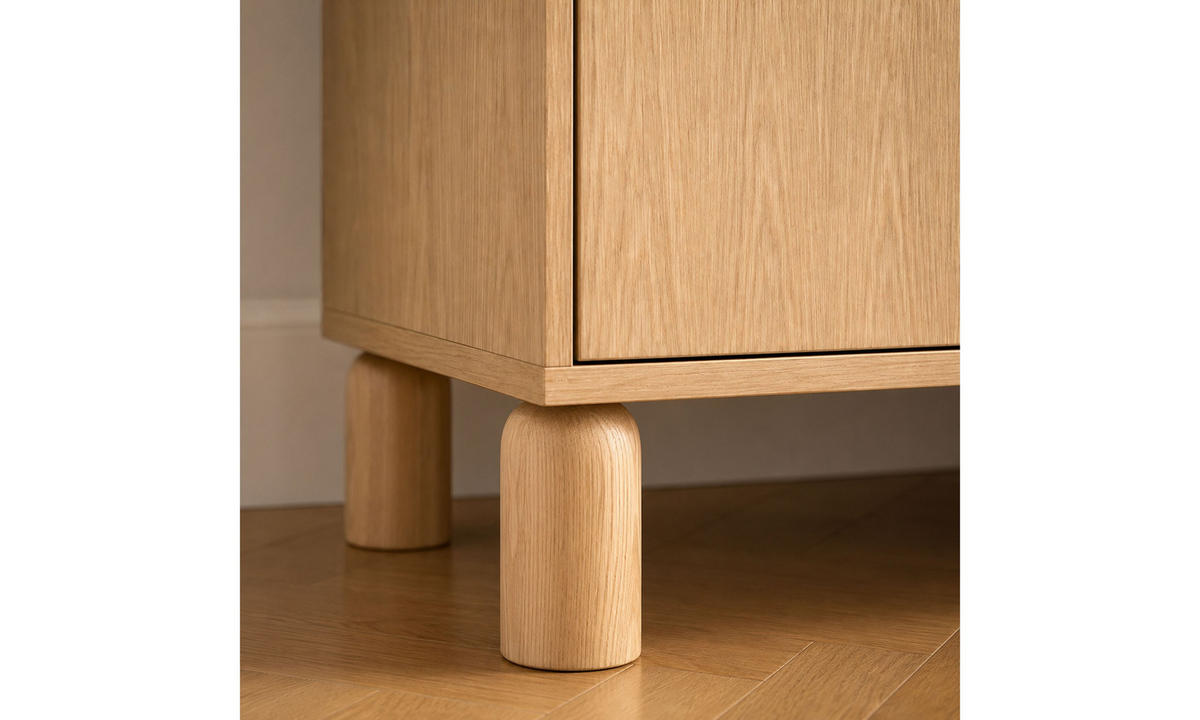 KOMMODE LINDEN 140/40,6/91,6 cm 3 Türen offenes Fach Eiche Bookmatch - Eichefarben, Eichenholz/Holzwerkstoff (140/91.6/40.6cm) - Lookway
