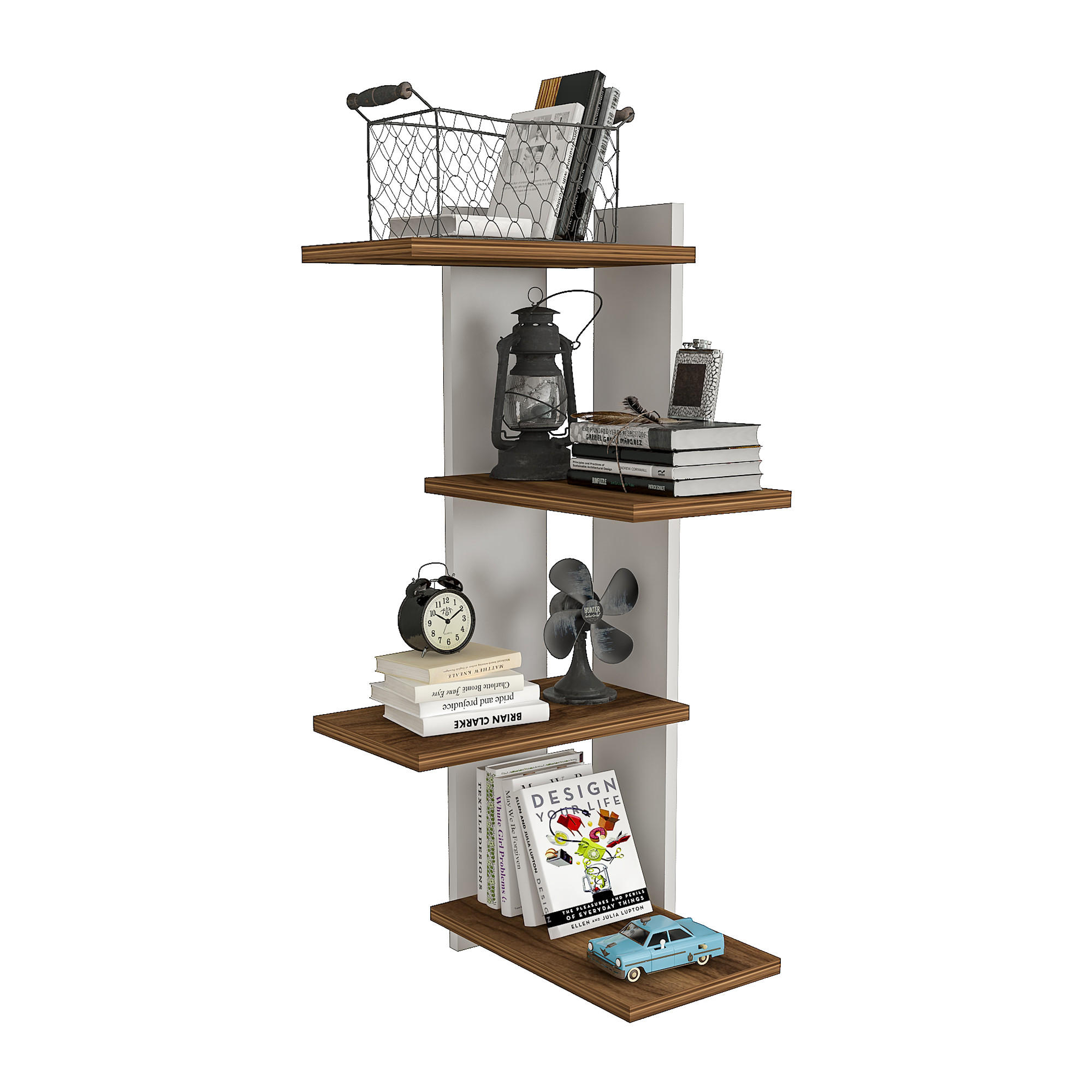 WANDREGAL Hasvik - Walnussfarben/Weiß, Holzwerkstoff (39.5/90/39.5cm) - [en.casa]