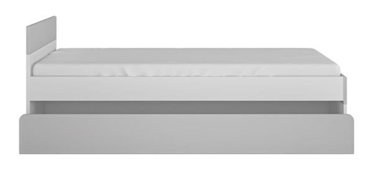 BETT Albi weiß / grau Hochglanz 120 / 200 / 75cm - Weiß/Grau, Holz/Holzwerkstoff (120/200cm) - Furnival