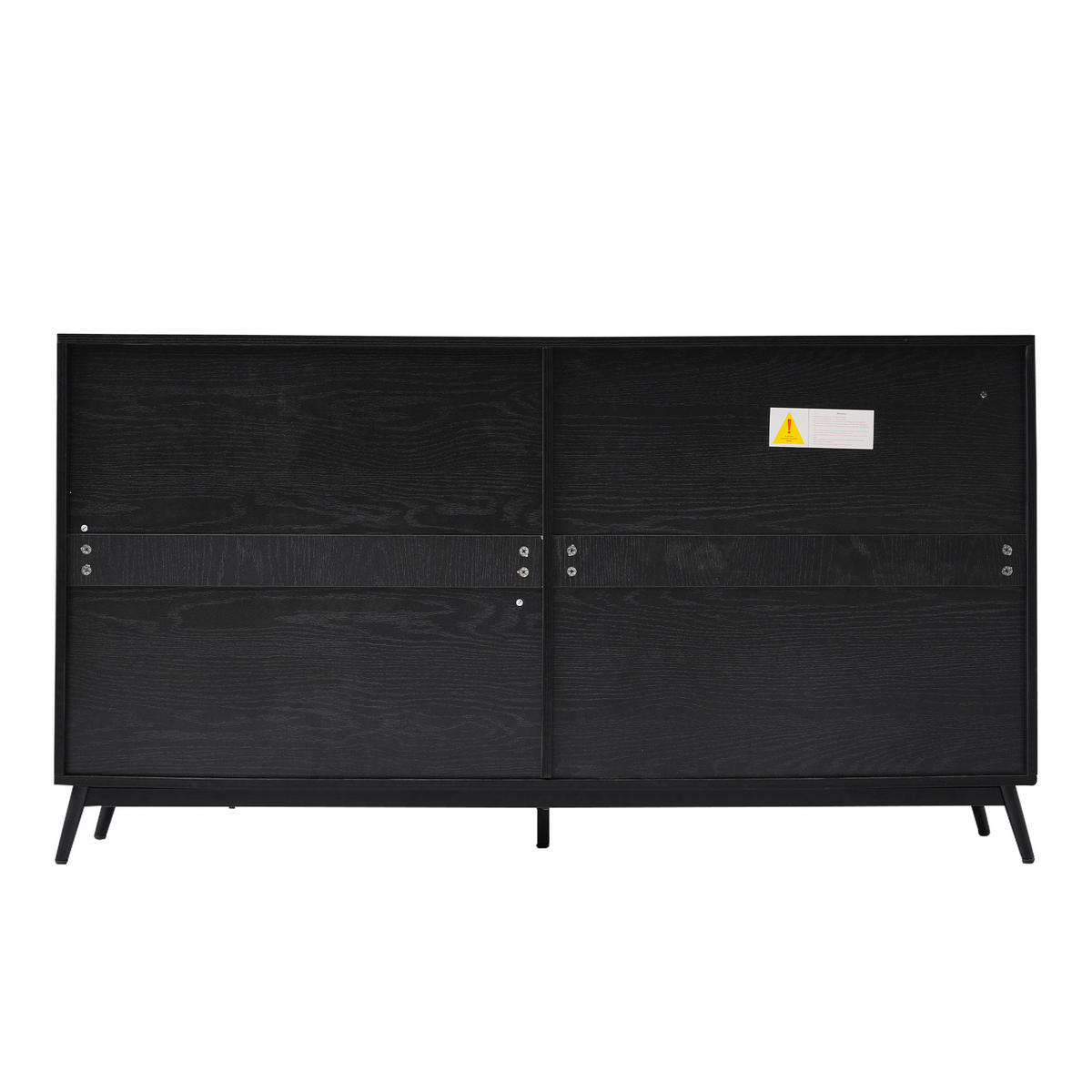 SIDEBOARD mit Rattan-Elementen und Schiebetüren, 150/40/80 cm - Schwarz, Holzwerkstoff (150/80/40cm) - Urban Meuble
