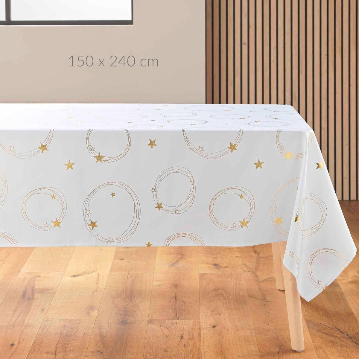 TISCHDECKE Goldenes Sternmotiv - Weiß, Textil (150cm) - Douceur d´intérieur