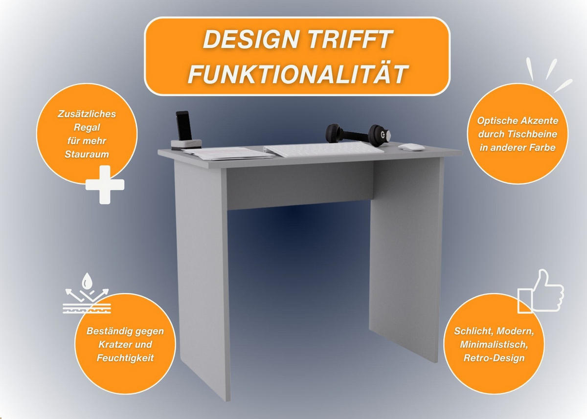 SCHREIBTISCH Dunkelgrau 90/50/73cm - Dunkelgrau, Holzwerkstoff (50/90/73cm) - CraftPAK