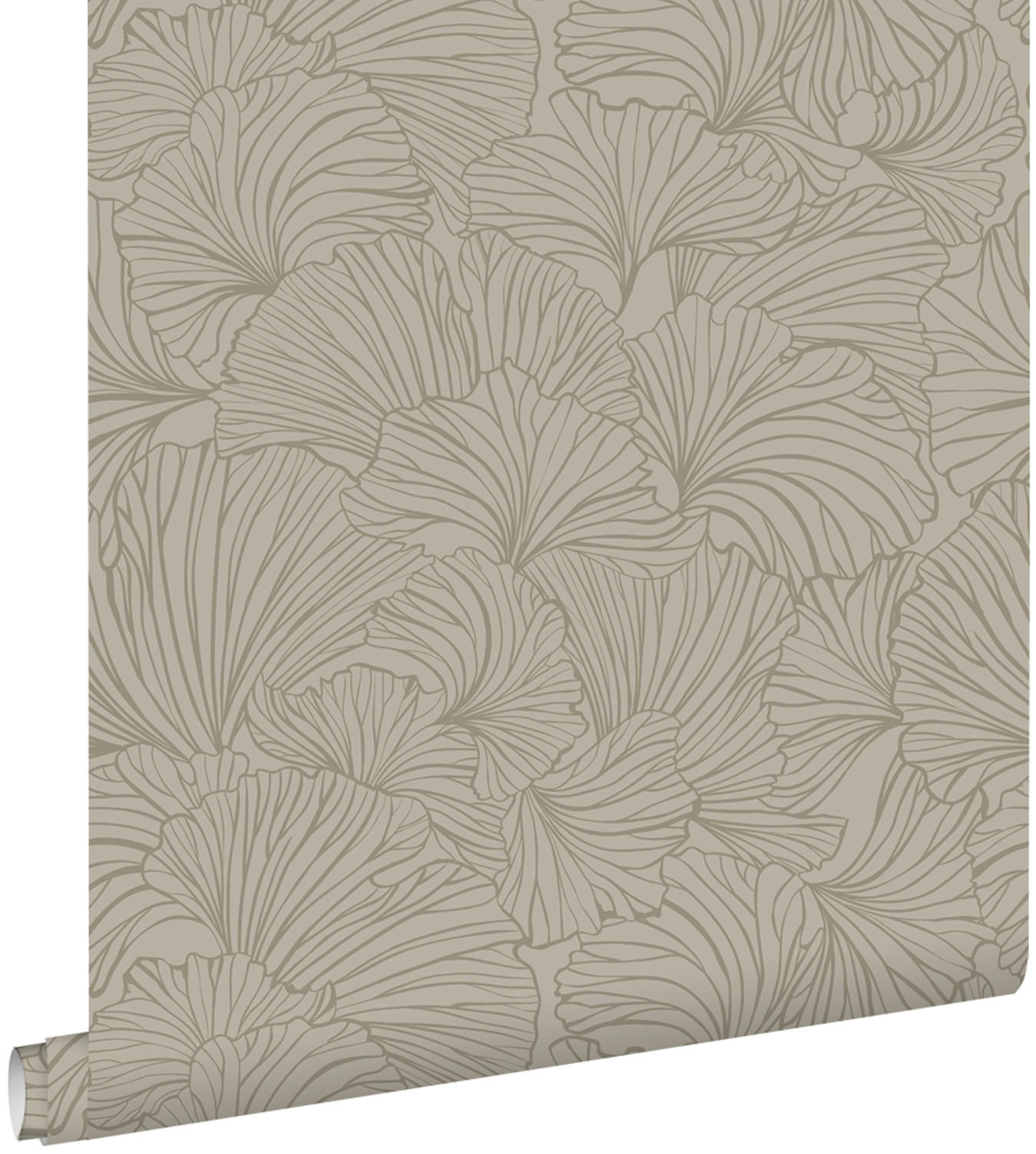 TAPETE Ginkgoblätter 53 cm x 10.05 m - Grau, Papier (53/1000cm) - ESTAhome