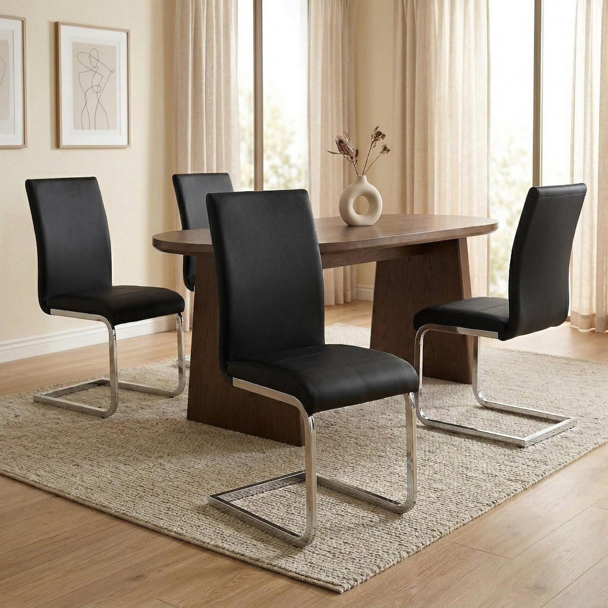 SCHWINGSTUHL LETICIA 4er-Set schwarz - Schwarz, Textil/Metall (44/97/59cm) - IDIMEX