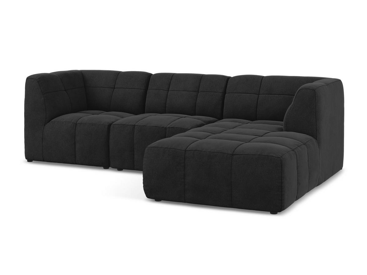 ECKSOFA Links Chenille Stoff Weiß - Schwarz/Weiß, Holzwerkstoff/Kunststoff (178/166cm) - Makamii