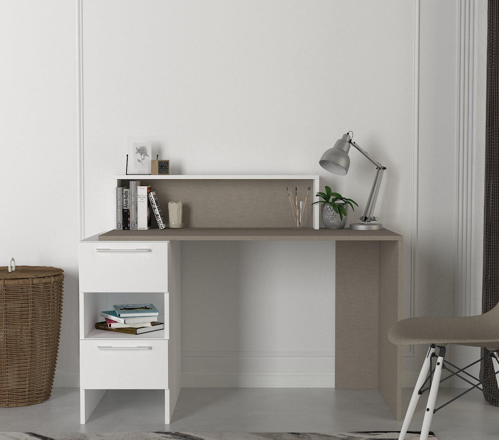 SCHREIBTISCH Mikasa Weiß Grau - Weiß/Grau, Holzwerkstoff (60/127/98cm) - moebel17