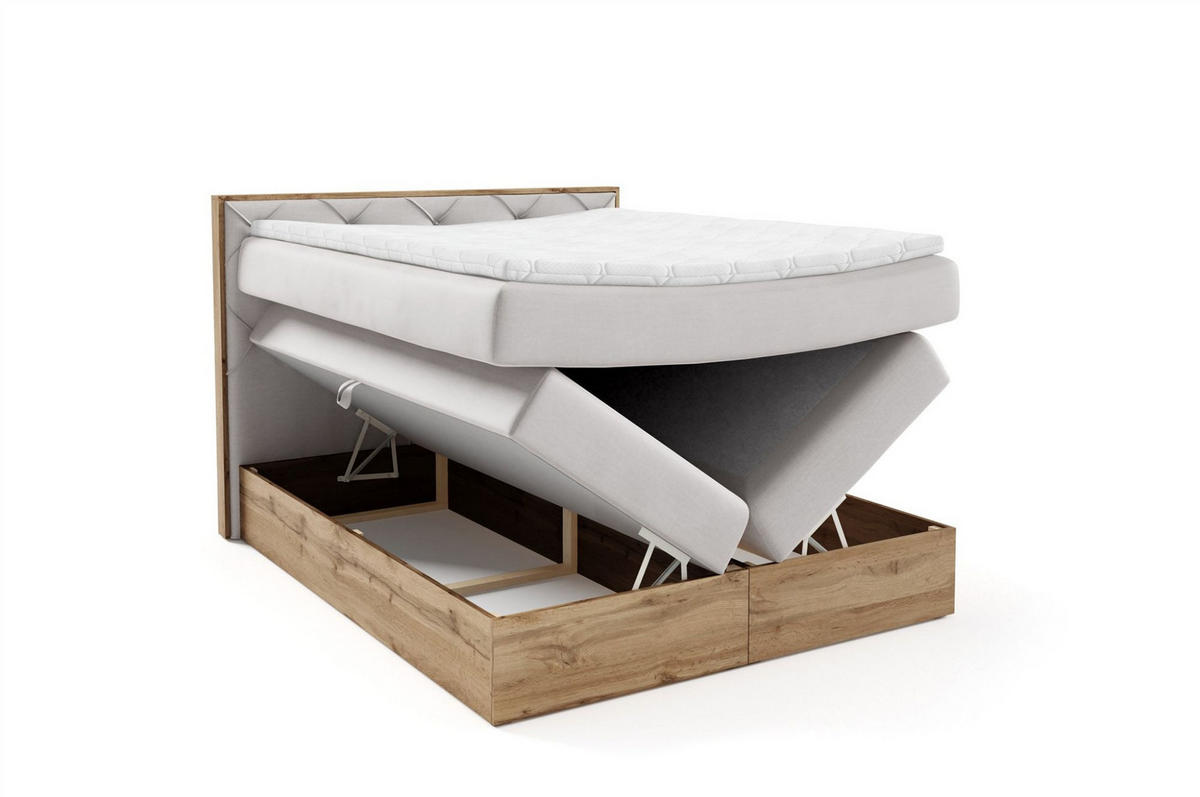 BOXSPRINGBETT Navel - Beige, Holzwerkstoff/Textil (140/200cm) - Fun Möbel