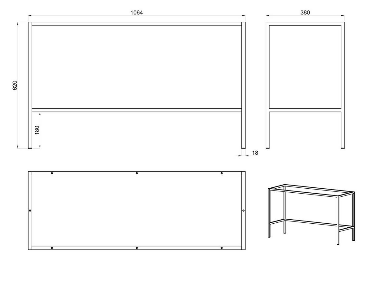 SCHMINKTISCH Evo Schwarz mit Metallgestell 110 cm - Anthrazit/Schwarz, Holzwerkstoff/Metall (38.4/110/79cm) - Selsey