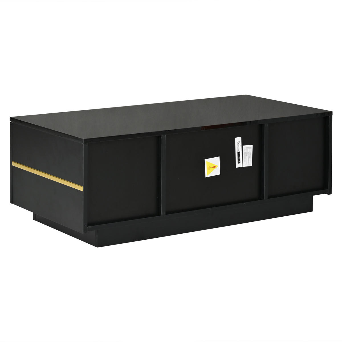 KLUB-STOLIĆ 100/50/35,5 cm s LED rasvjetom i prostor za pohranu u crnoj boji - boje oraha/crna, drvni materijal (50/100/35.5cm) - CHICFURN