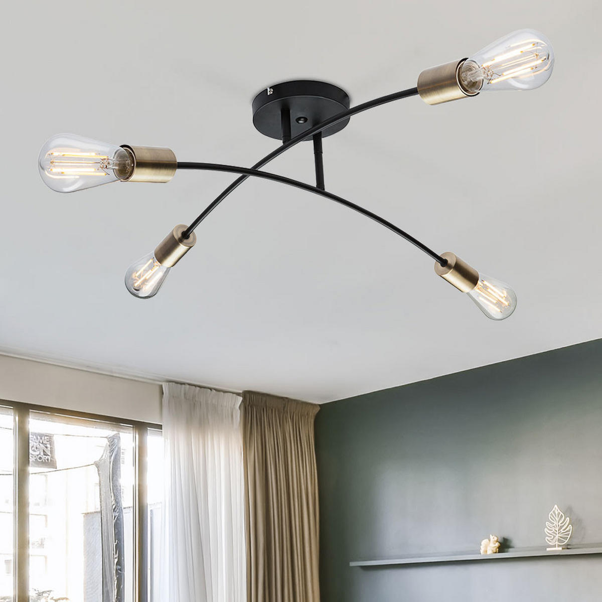 DECKENLEUCHTE Metall Messing Schwarz Rund - Messingfarben, Metall (70/70/21cm)