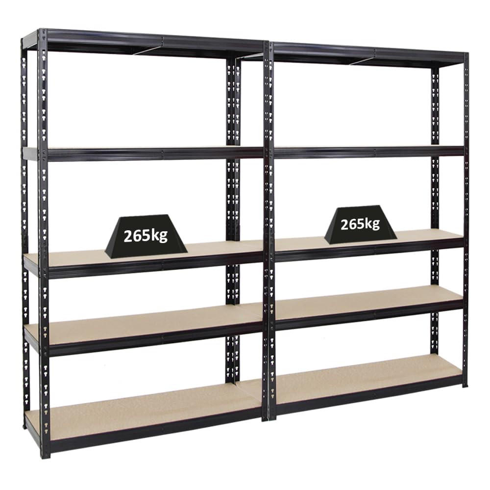 SCHWERLASTREGAL Giant Tiger 2er-Set mit 2x 200x120x40 cm Fachlast 265 kg 5-Ebenen Schwarz - Schwarz, Metall (240/200/40cm) - PROREGAL