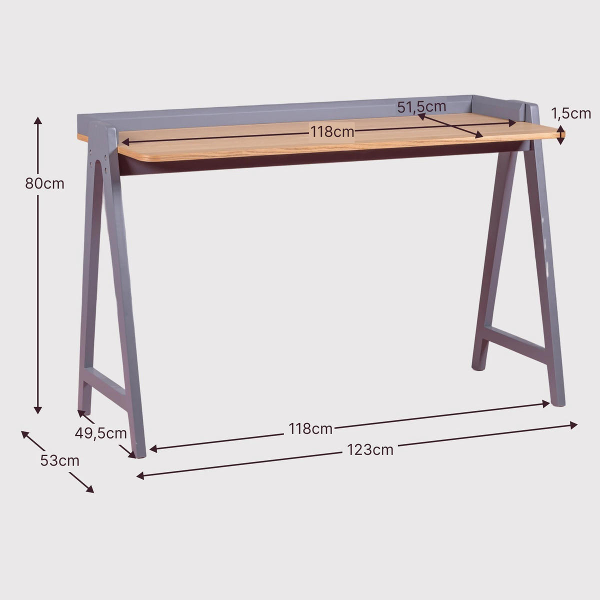 SCHREIBTISCH Rechteckig Weiß 53/123/80 cm - Weiß, Holz (53/123/80cm) - Nest Dream