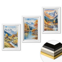 WANDBILDER 3er-Set - 20x30 cm Weißer Rahmen - Herbstliche Berge, Flusshäuser - Weiß, Kunststoff (20/30cm) - ArtPrintCave
