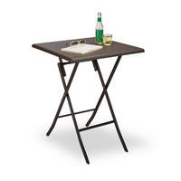 GARTENTISCH - Dunkelbraun, Kunststoff/Metall (61.5/61.5/74cm) - Relaxdays