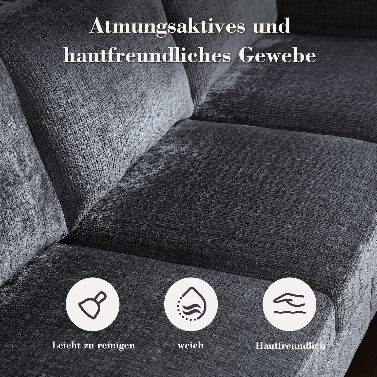 ECKSOFA 163/121/66 cm Grau mit 1 Aufbewahrungshocker, Aufbewahrungstasche und Getränkehalter - Grau, Textil (196.5/75cm) - Oxeza