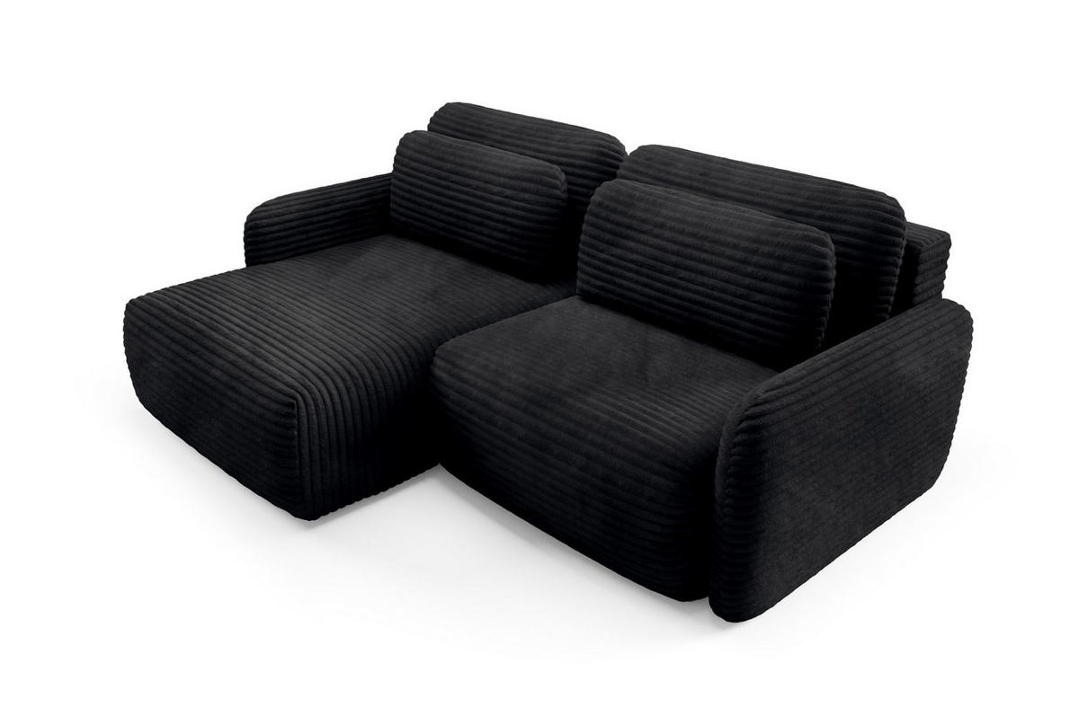ECKSOFA Simone Mit Schlaffunktion - Schwarz, Holzwerkstoff/Textil (240/165cm) - Fun Möbel