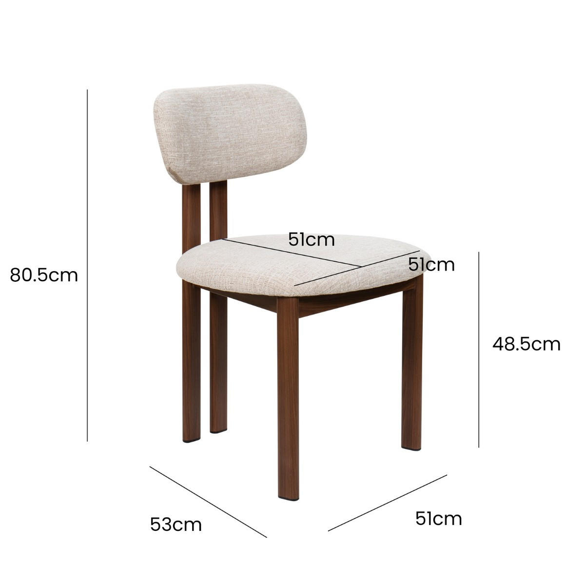 ESSZIMMERSTUHL 2er Set aus Stoff, beige - Beige, Textil (51/81/53cm) - Giga Meubel