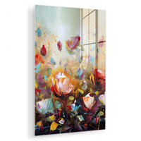 ACRYLGLASBILD Blumen - Kunst - Natur - Ölgemälde 40x60 cm - Multicolor, Glas (40/60cm) - MuchoWow