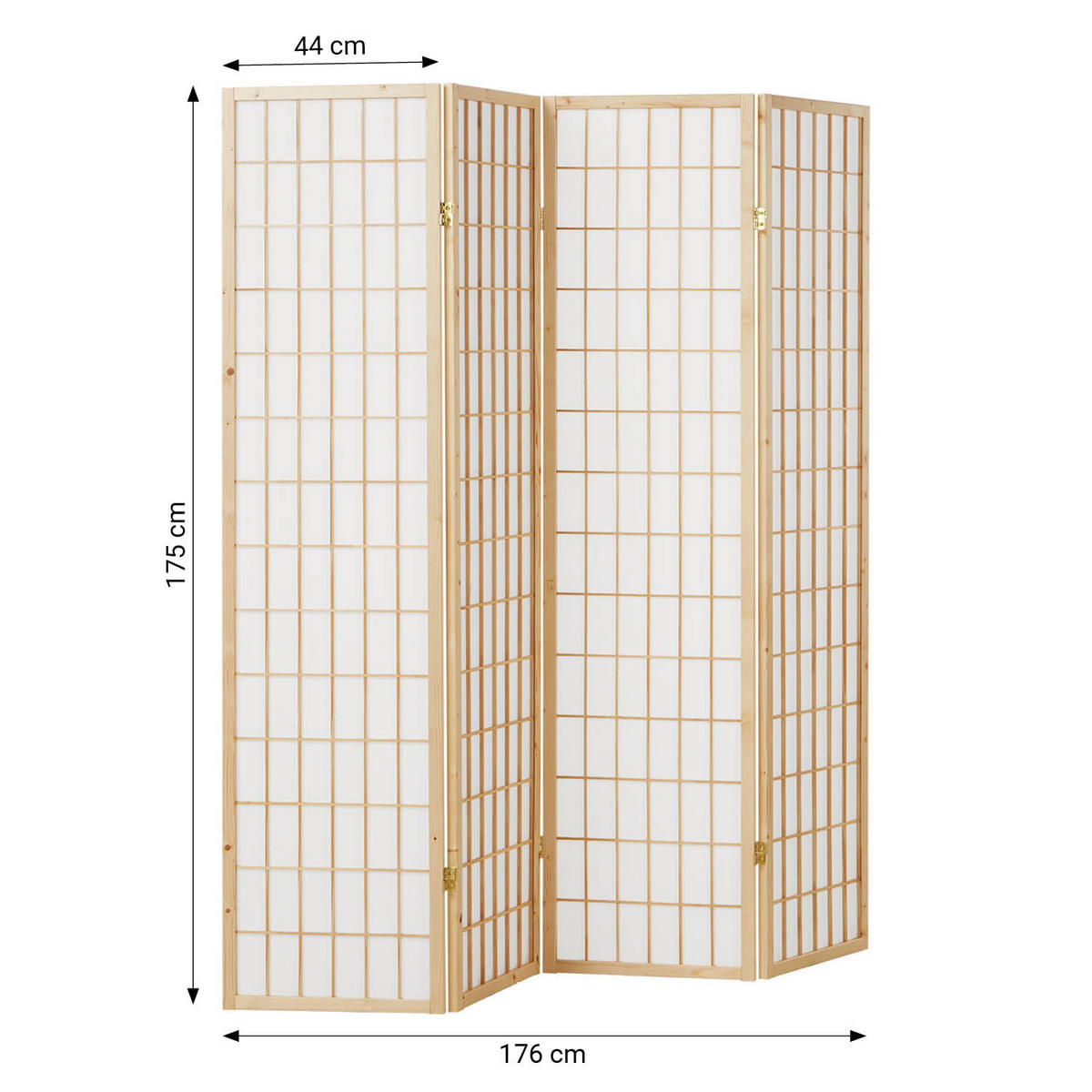 PARAVENT 4-tlg. 176/175 cm Braun Shoji - Braun, Holz (176/175/2cm) - Homestyle4u