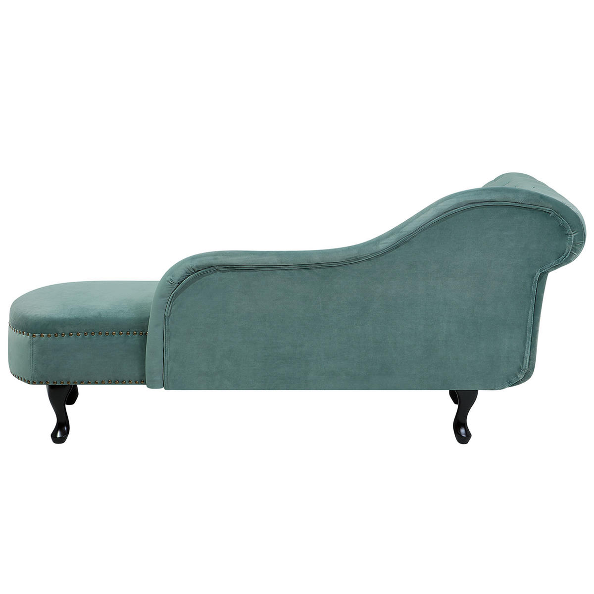 CHAISELONGUE Samtstoff mintgrün linksseitig Nimes - Schwarz/Mintgrün, Textil (170/79/61cm) - Beliani
