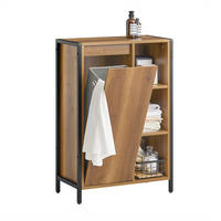 WÄSCHESCHRANK Vintage - Schwarz/Braun, Holzwerkstoff/Metall (60/90/30cm) - SoBuy