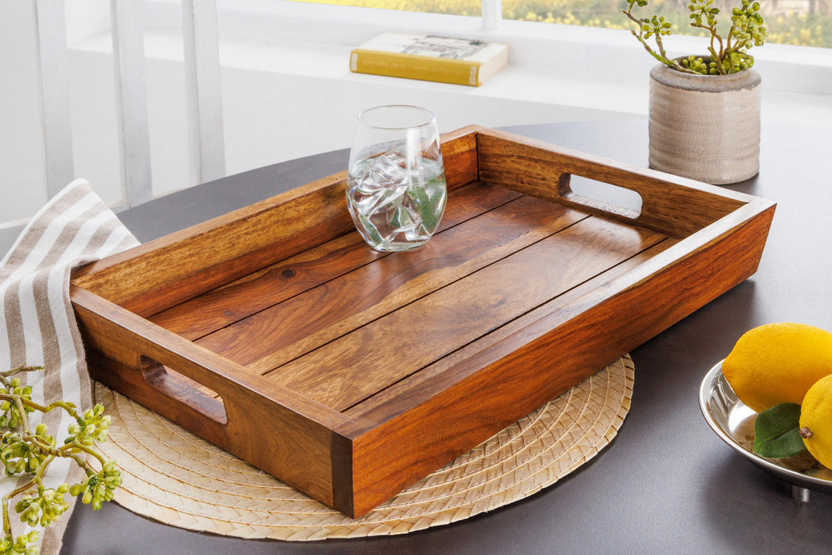 TABLETT MAKASSAR Sheesham Natur 45 cm - Braun, Holz (5cm) - riess-ambiente