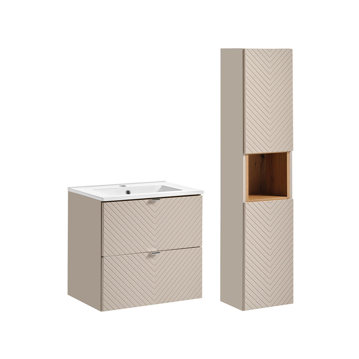 BADMÖBEL 60cm Manoa 2er-Set Kaschmir - Beige, Holzwerkstoff (60/57/40cm) - Petits-meubles