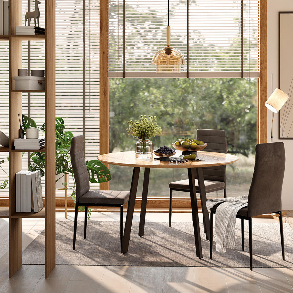 JÍDELNÍ STŮL Halvar Černá - medově dubová/černá, kompozitní dřevo (120/120/76.5cm) - Vicco