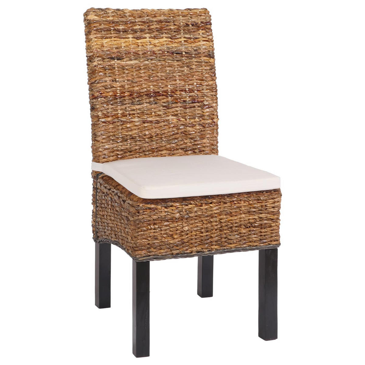 ESSZIMMERSTUHL 6er-Set Korbstuhl Stuhl Malibu Bananengeflecht 96x46x41cm Sitzhöhe 46cm dunkel mit Kissen - Dunkelbraun, Kunststoff (46/96/41cm) - CHEFGASTRO