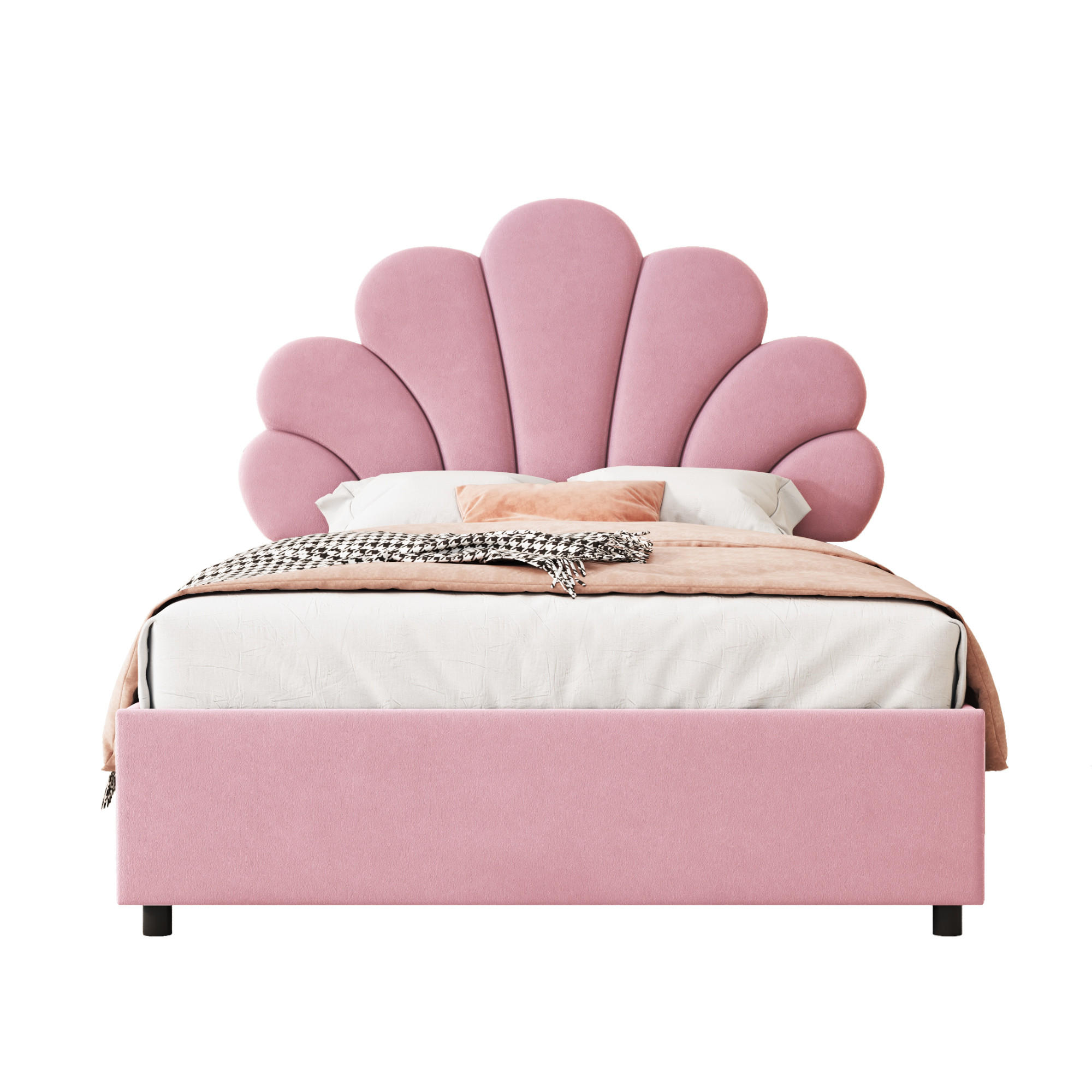 POLSTERBETT 90x200 cm mit Stauraum, Lattenrost, Samt, Rosa - Rosa, Holz (90/200cm)