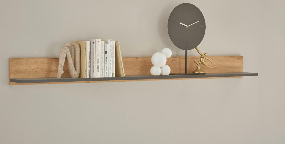 WANDBOARD Eiche Evoke, grau, Wandregal 170 cm - Naturfarben, Holzwerkstoff (170/15/17cm) - Furn.Design