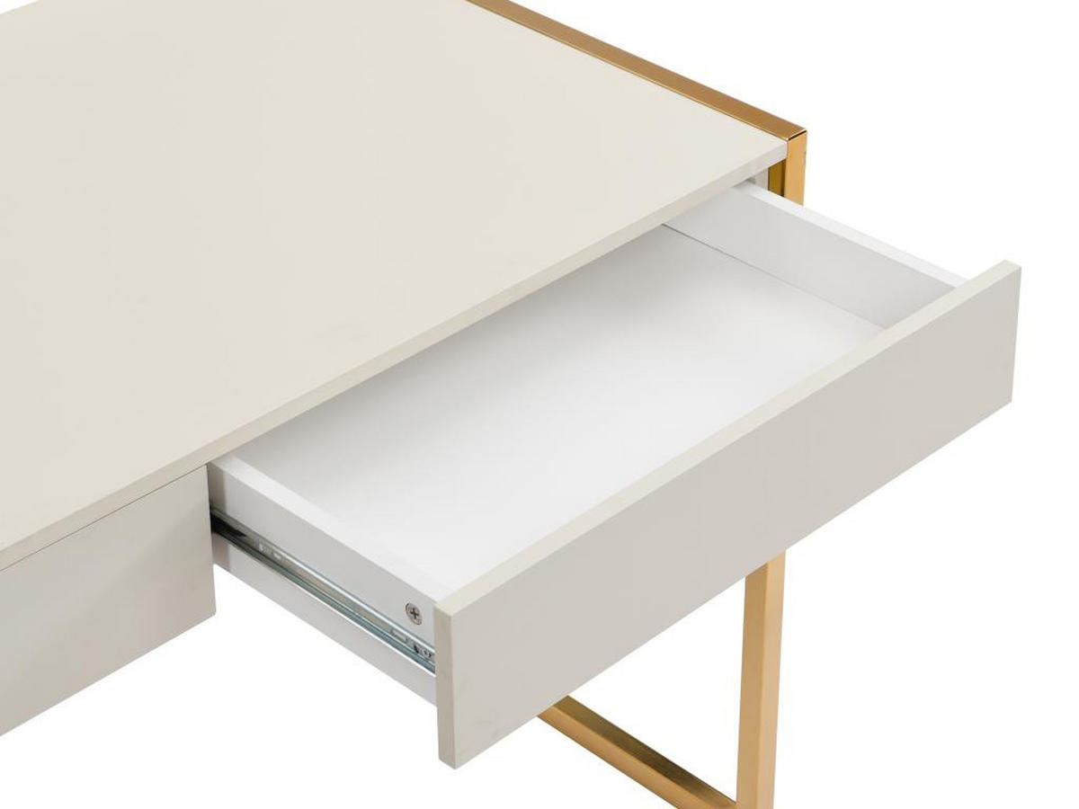 SCHREIBTISCH mit 2 Schubladen - MDF & Metall - Beige & Goldfarben - MASON - Beige, Holz (120/60/75cm) - Pascal Morabito
